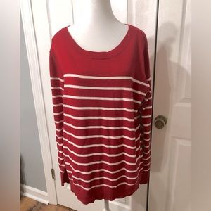 Women’s XL Liz Claiborne red and white stripe 100 % cotton top.